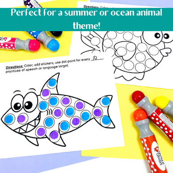 Ocean Dot Paint Worksheets for Speech Therapy FREEBIE
