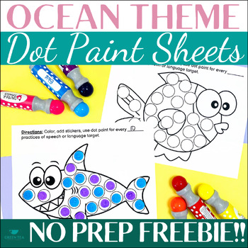 Preview of Ocean Dot Paint Worksheets for Speech Therapy FREEBIE - Articulation & Language