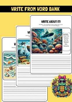 Preview of Ocean Explorer: Engaging Picture-Based Writing Worksheets Comprehension 2024