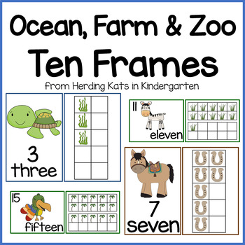 Preview of Farm, Ocean, and Zoo Animals Ten Frames Pack