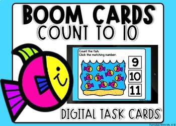 Preview of Ocean Fish Counting To 10 Number Matching Boom Cards™ Digital Task Cards FREEBIE
