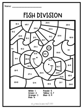 Ocean Fish Multiplication and Division Color by Number by Jenna Townsend