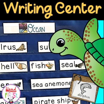 Preview of Ocean Beach Vocabulary Words Picture Cards for Writing Center Write the Room ESL