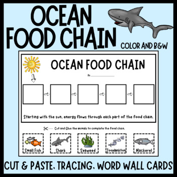 Preview of Ocean Food Chains - Activity and Word Wall Cards - Animal Food Chain