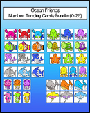 Ocean Friends Number Tracing Cards Bundle (0-25)