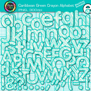 Preview of Ocean Green Alphabet Letter Clipart Images: Crayon Effect Clip Art, Transparent