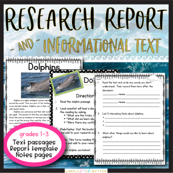 Preview of Informational Writing and Report Templates for Research Reports