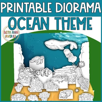 Preview of Ocean Habitat Diorama Printable Craft Activity Ocean Theme Diorama Project