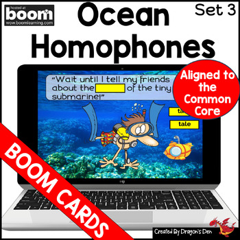 Preview of Ocean Homophone Digital Boom Cards Set 3