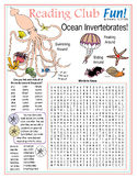 Ocean Invertebrates Vocabulary Word Search Puzzle Reading 