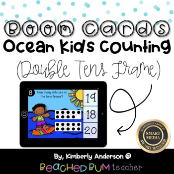 Preview of Ocean Kids Counting BOOM Cards - Subitizing: Double Tens Frame