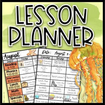 Preview of Lesson Planner & Lesson Plan Template| EDITABLE Teacher Binder Ocean Theme