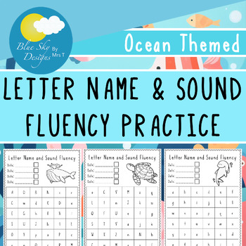 Preview of Letter Name and Letter Sound Fluency Practice Pack: Ocean Themed