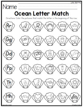 ocean letters and beginning sounds puzzles by pocketful of centers