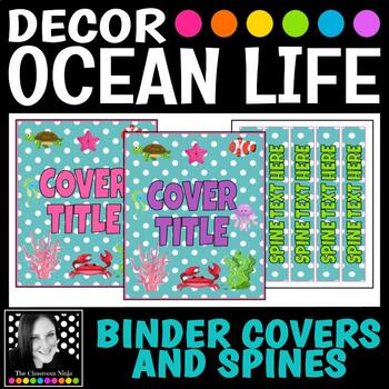 Preview of Ocean Life Editable Binder Covers and Spines for Teacher Planners