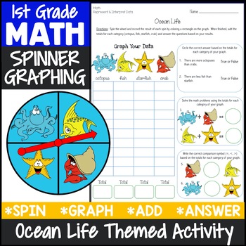 Preview of 1st Grade Math Graphing Ocean Themed Activity {Math Center 1st Grade}