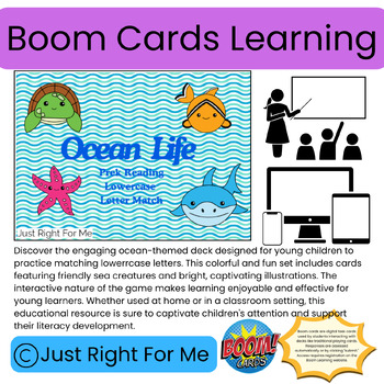 Preview of Ocean Life Prek Reading Lowercase Letter Match Boom Cards