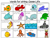Ocean Life Word List - Writing Center
