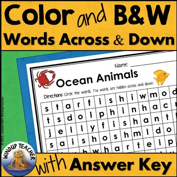 Ocean Life Word Search * Easy by Windup Teacher | TpT