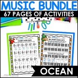 Ocean Music Worksheets Bundle - Treble, Bass, Intervals, M
