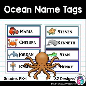 Ocean Name Tags - Editable by Starlight Treasures | TPT