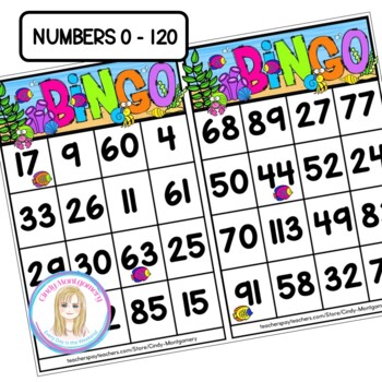 Ocean Number Bingo 0 - 120 l Number Recognition 0 to 120 by Cindy ...