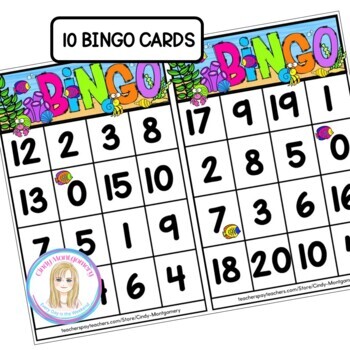 Ocean Number Bingo 0 - 20 l Number Recognition 0 to 20 by Cindy Montgomery