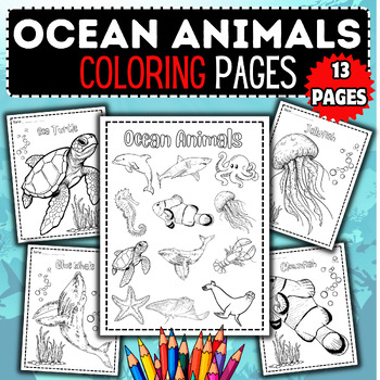 Preview of Ocean Odyssey: Marine Life Coloring Pages (12 Ocean Animals)