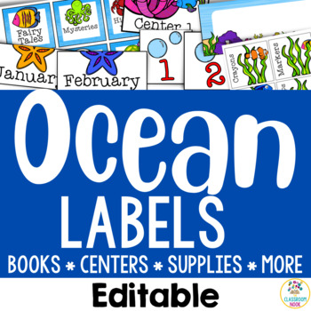 Ocean Classroom Organization- Editable Supply Labels & Décor, Back to ...