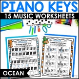 Ocean Piano Keys Worksheets - White & Black Keys, Sharps &