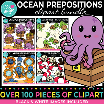 Preview of Ocean Preposition Clipart Bundle | Preposition Clipart | Positional Clip Art
