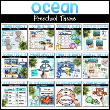 Preview of Ocean Activities for Preschool - Ocean Math & Literacy Activities - Ocean Theme