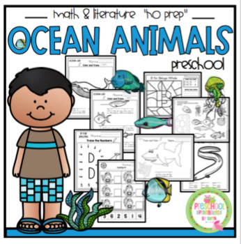 Preview of Ocean Animals Math & Literature "No Prep"