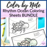 Ocean Rhythm Color by Note Print + Go Worksheets BUNDLE
