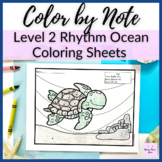 Ocean Rhythm Level 2 Color by Note Worksheets for Half Not