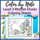 Ocean Rhythm Level 3 Color by Note for Syncopa , Dotted Ha