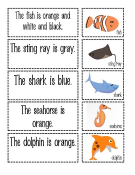 Ocean Sentence and Picture Match by Kara Meyer | TpT