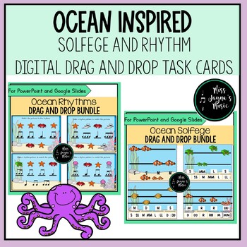 Preview of Ocean Solfege & Rhythm Drag and Drop Bundle