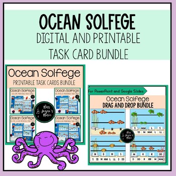 Preview of Ocean Solfege Task Card Bundle // Printable and Digital Games