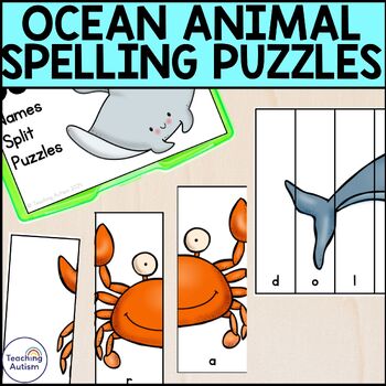 Ocean Spelling Puzzles | Ocean Task Box for Special Education | TPT