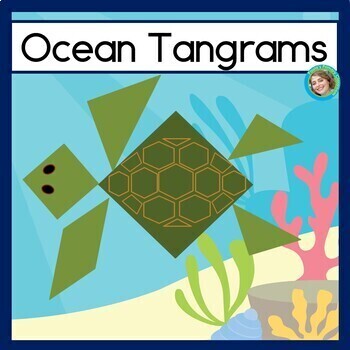 Preview of Ocean Printable Tangram Math Puzzles Congruent 2D Shapes Center and Worksheets