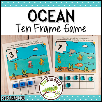 Preview of Ocean Ten Frame Game  (Pre-K + K Math)