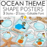 Ocean Theme 2D and 3D Shape Posters: Editable Ocean Theme 