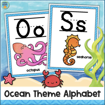Preview of Under the Sea Ocean Theme Classroom Decor Alphabet Posters with Pictures