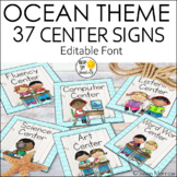 Ocean Theme Center Signs Editable!: Ocean Theme Classroom Decor