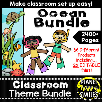 Preview of Ocean Theme or Under the Sea Theme Classroom Decor Bundle
