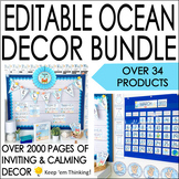 Ocean Theme Classroom Decor Bundle- Editable Ocean Theme Decor