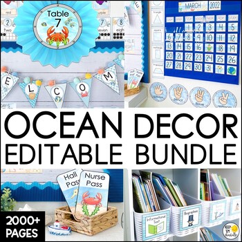 Ocean Theme Classroom Decor Bundle Editable Under The Sea Decor