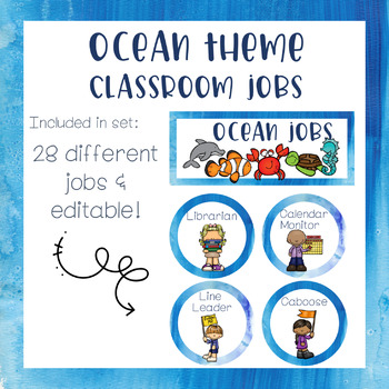 Preview of Ocean Theme - Classroom Jobs