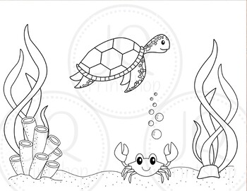 Preview of Ocean Theme Coloring Page - Summer Theme Color Sheet